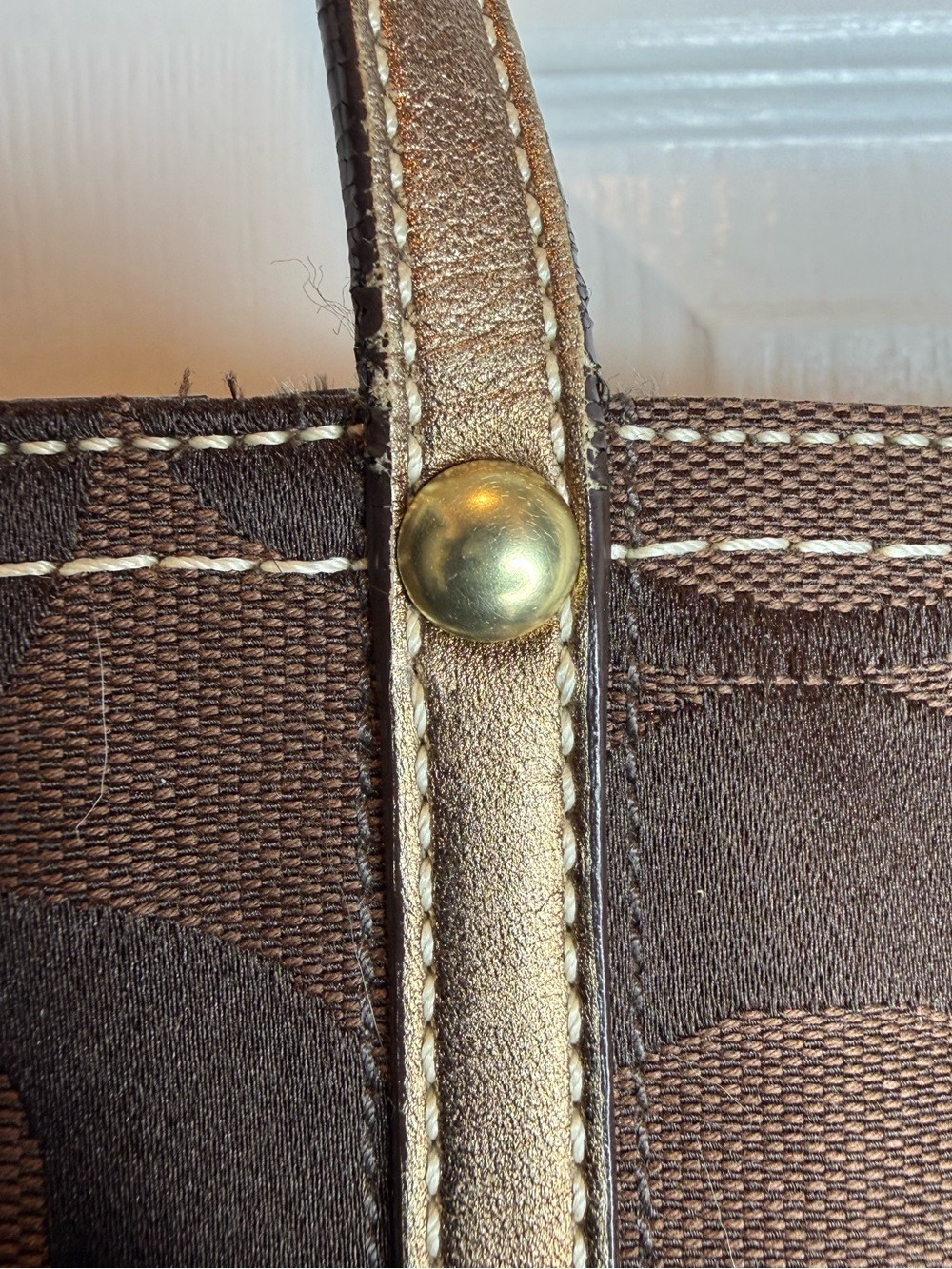 COACH SIGNATURE STRIPE TOTE BAG, METALLIC BRONZE STRIPE - Picture 14 of 16